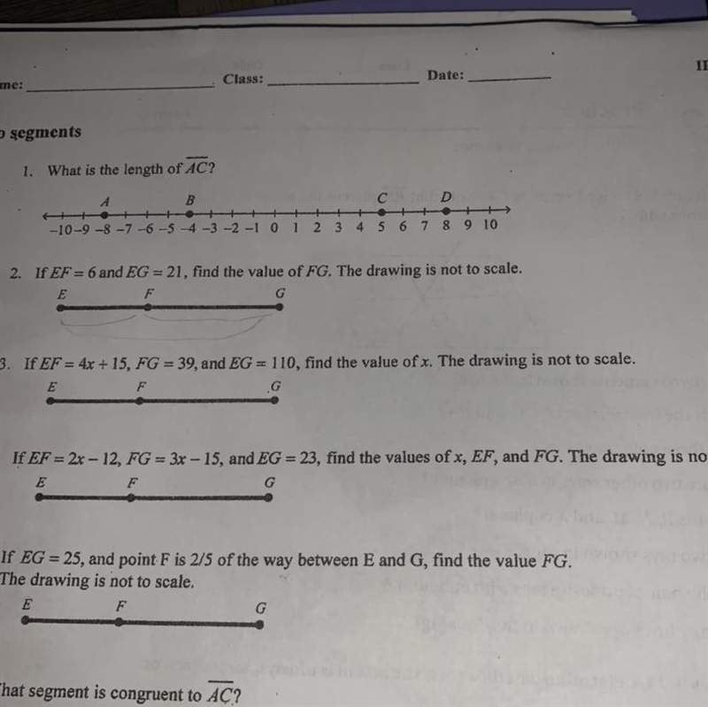 Can someone solve these please using the formula AB | a - b | And can you show work-example-1