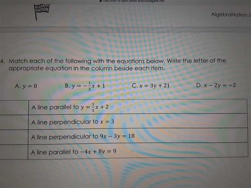 Match each of the following with the equations below. Write the letter of the appropriate-example-1