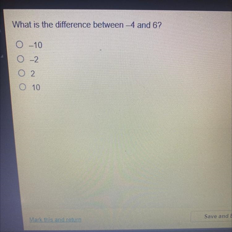 What is the difference between -4 and 6?-example-1