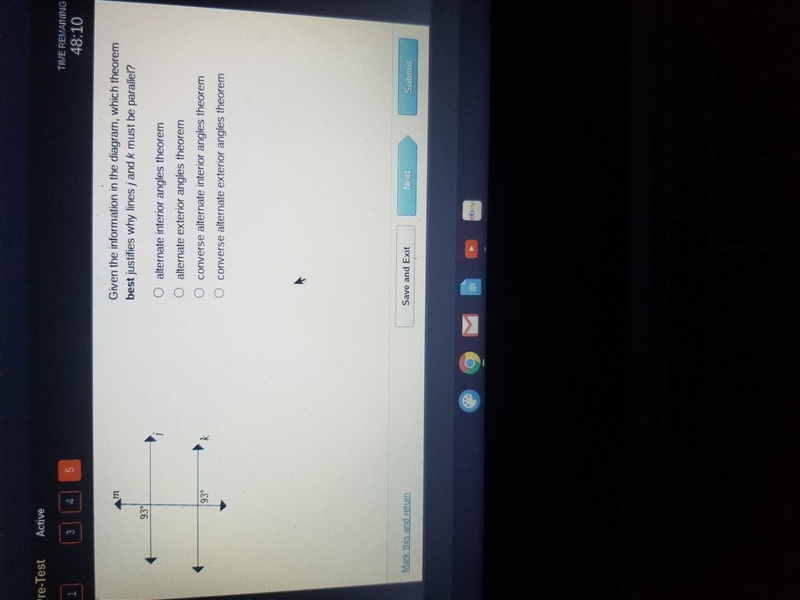 Given the infirmation in the diagram, which theorem best justifies why lines j and-example-1