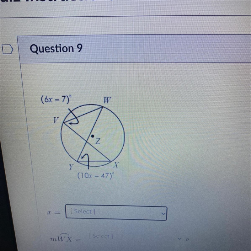 What is the arc measure for WX X=10 btw-example-1