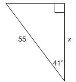 To the nearest hundredth, what is the value of x? A.) 36.08 B.) 41.51 C.) 47.81 D-example-1