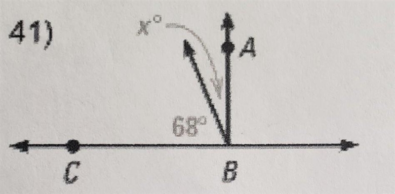 In exercises 41 - 43, AB ⊥ BC. Find the value of x.​-example-1