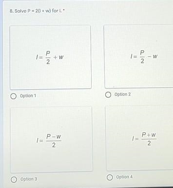 Solve P = 2(1 + w) for I​-example-1