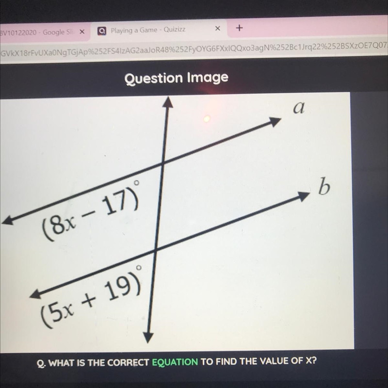 What is the correct equation to find the value of X￼?-example-1