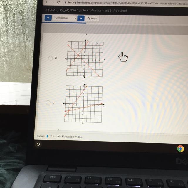 Question 4 Which of the following graphs shows the solution to the system of equations-example-1