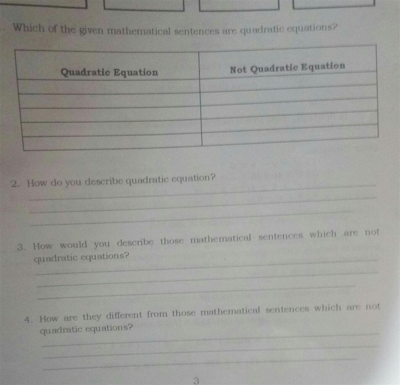 1. Which of the given mathematical sentences are quadratic equations? Not Quadratic-example-1