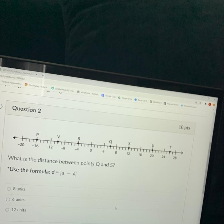 Help!! what is the distance between points Q and S-example-1