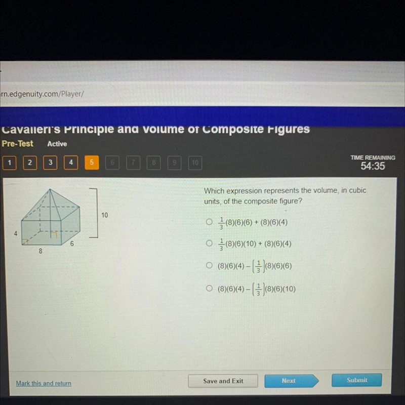 Which expression represents the volume, in cubic units, of the composite figure? O-example-1