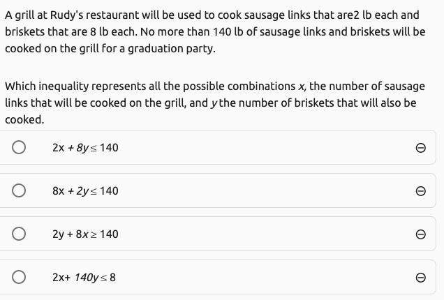 A grill at Rudy's restaurant will be used to cook sausage links that are2 lb each-example-1