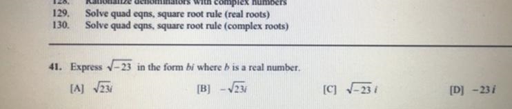 Express -23 in the form bi where b is a real number TIME SENSITIVE-example-1