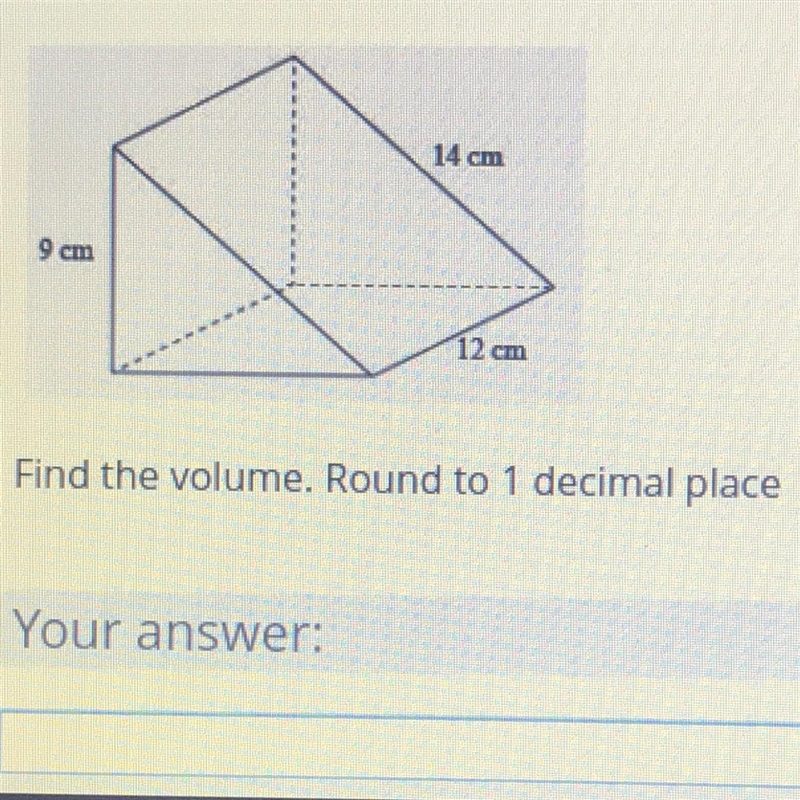 Find the volume of the triangular prism. Round to 1 decimal place-example-1