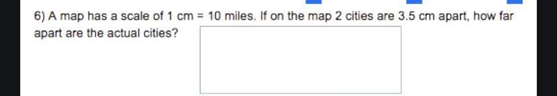 a map has a scale of 1cm = 10 miles if on the map 2 cities are 3.5 cm apart how far-example-1