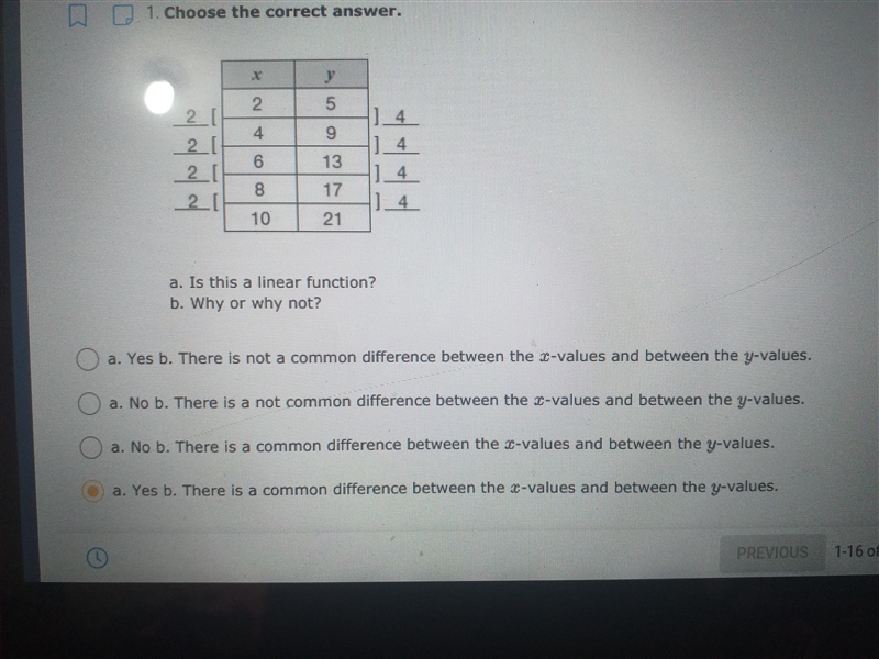 Help!! It is about if it is a linear function or not I posted the options as well-example-1