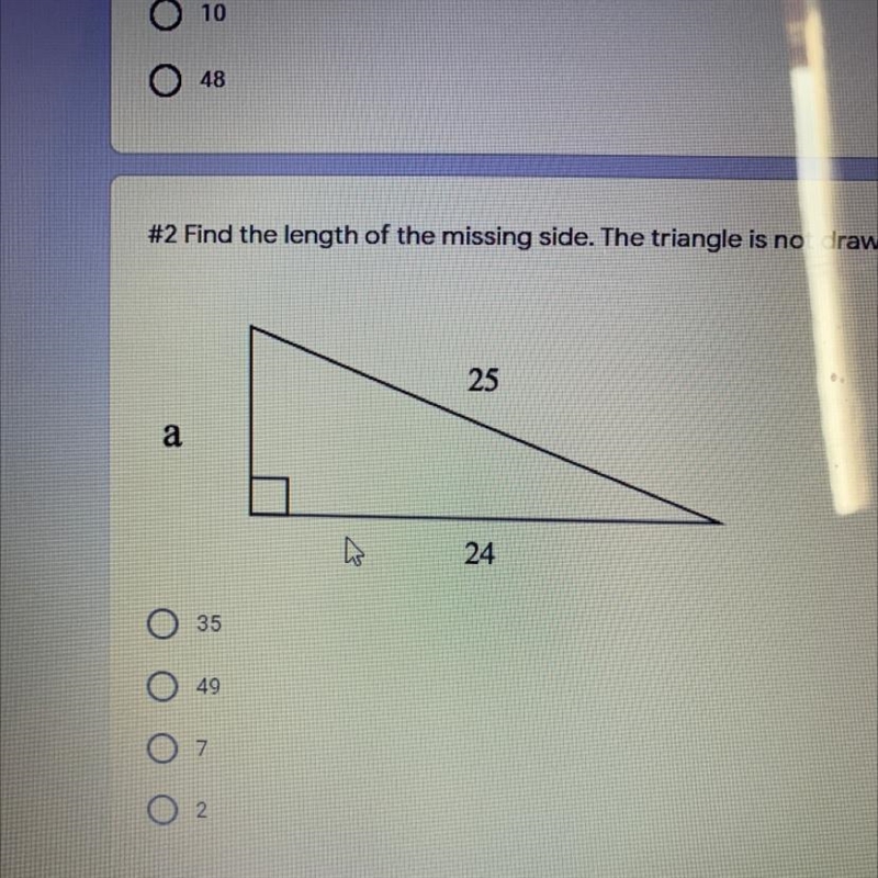 Find the length of the missing side. The triangle is not drawn to scale-example-1