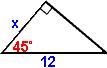 Find x in this 45°-45°-90° triangle. x=-example-1