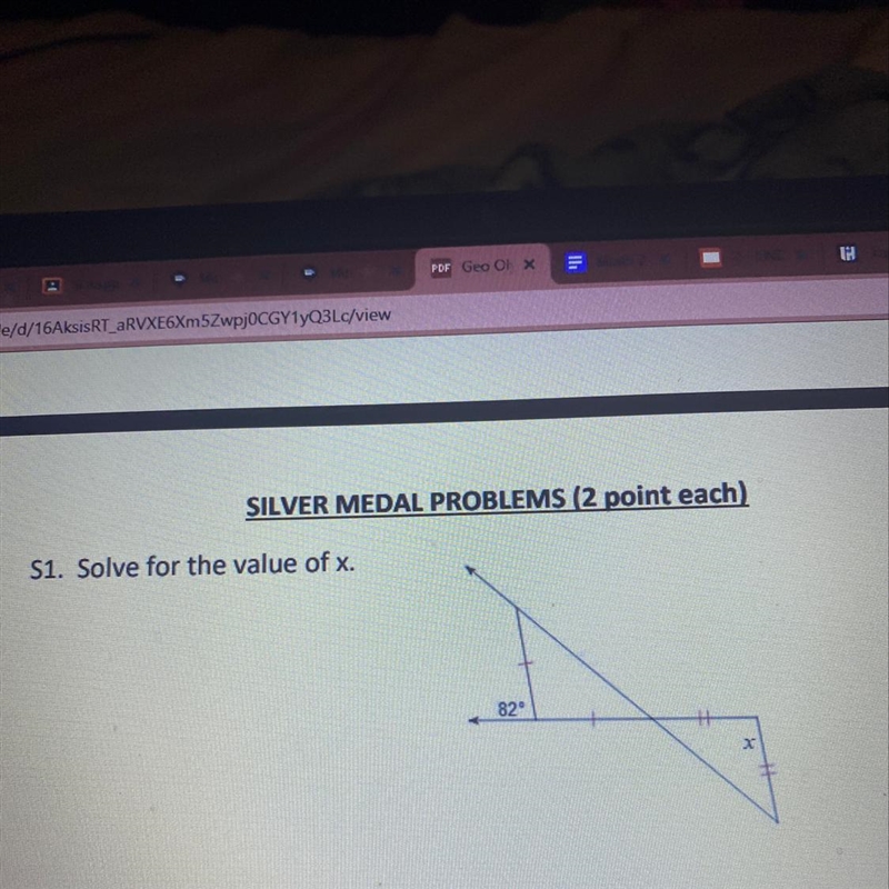 S1. Solve for the value of x.-example-1