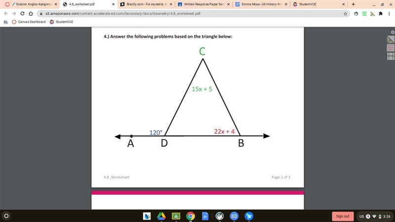 Find x. find the measurement of angle b find the measurment of angle c-example-1