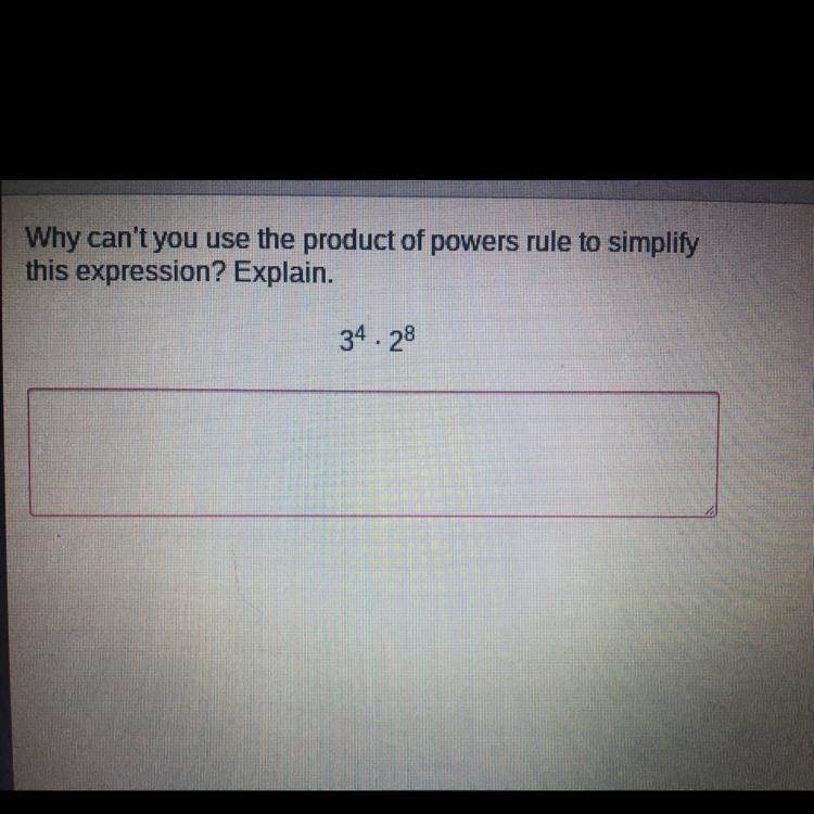 Why can't you use the product of powers rule to simplify this expression? Explain-example-1