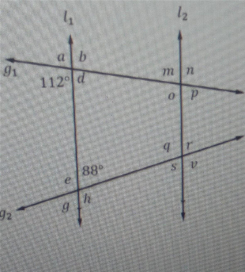 Consider the following figure where l1 and l2 are parralel and cut by transversals-example-1