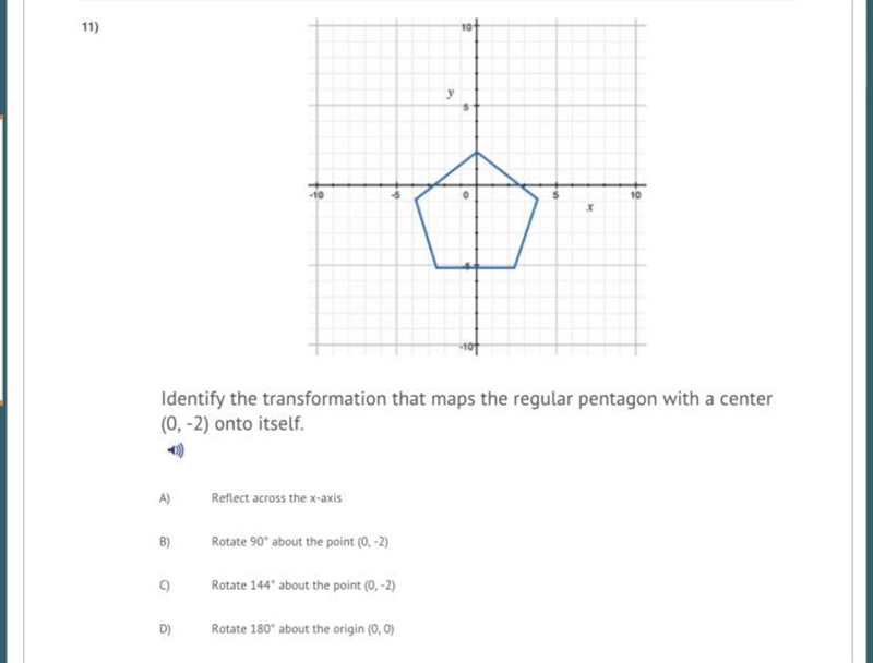 Identify the transformation that maps the regular pentagon with a center (0, -2) onto-example-1