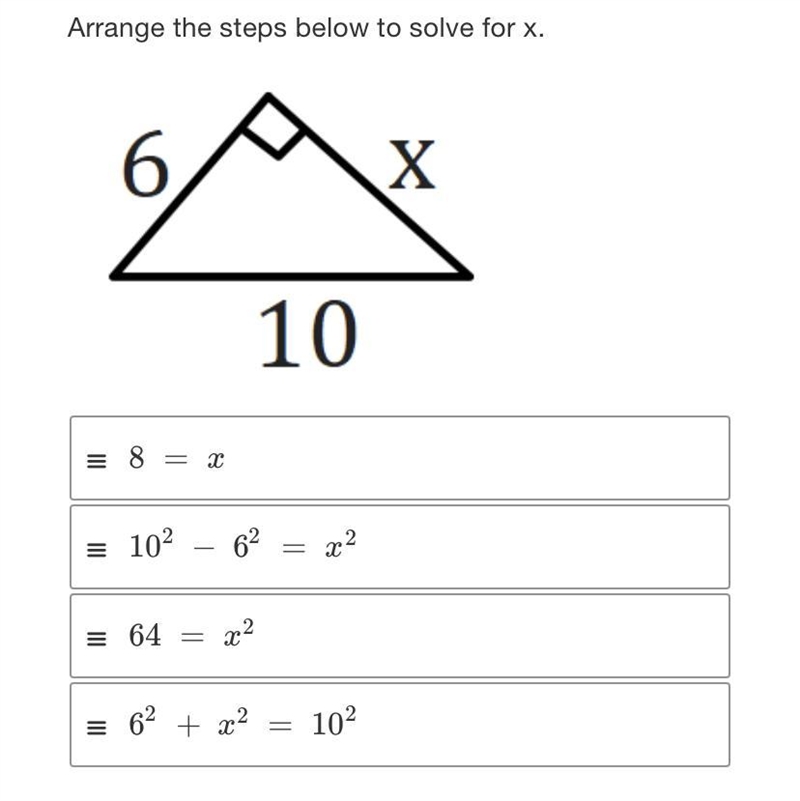 Arrange The Steps Below To Solve For X.-example-1