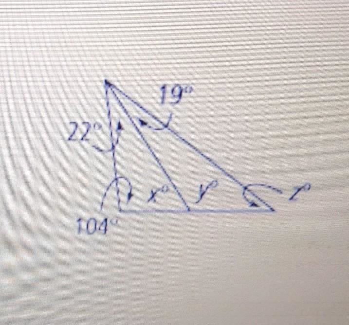 Find the values of x, y, and z ​-example-1