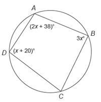 HELP! Quadrilateral ABCD is inscribed in the circle below. Write an equation and solve-example-1