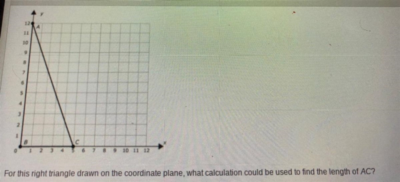 For this right triangle drawn on the coordinate plane what calculation could be used-example-1