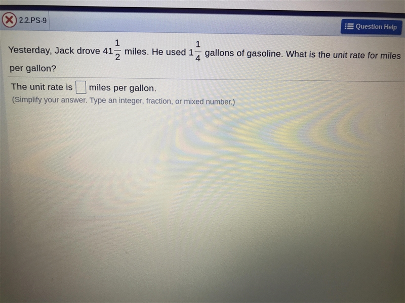 Question what is the unit rate for miles per gallon-example-1