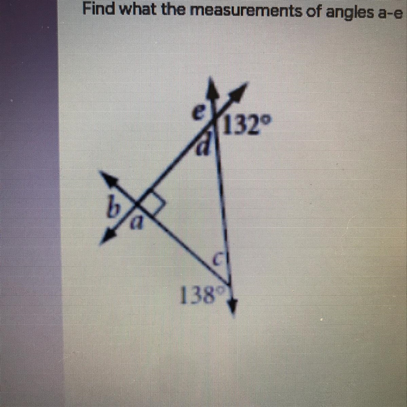 Find what the measurements of angles a-c are and state the reason PLEASE HELP-example-1