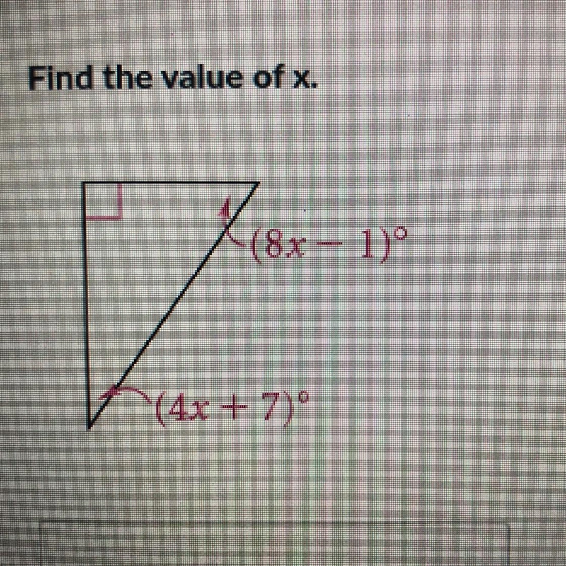 Find the value of x (8x-1) (4x+7)-example-1