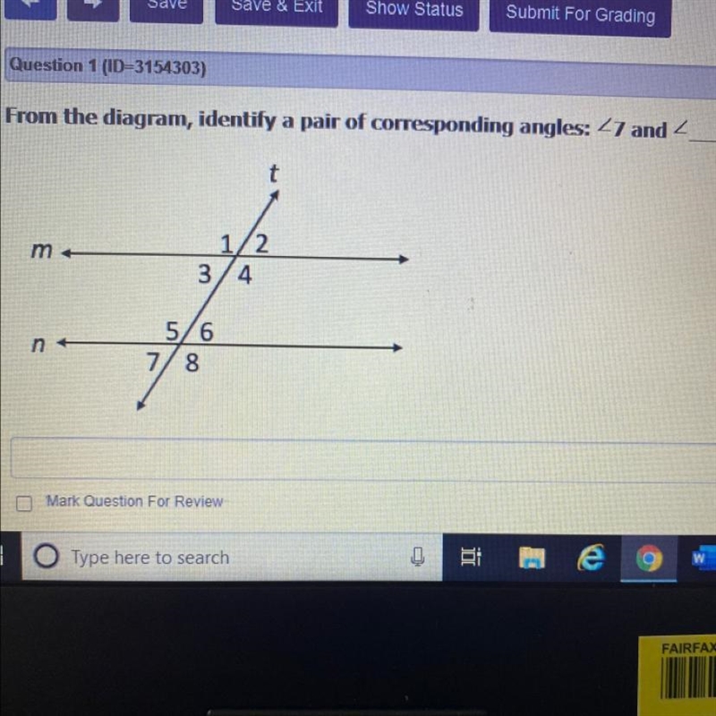 From the diagram, identify a pair of corresponding angles i need helppp!-example-1