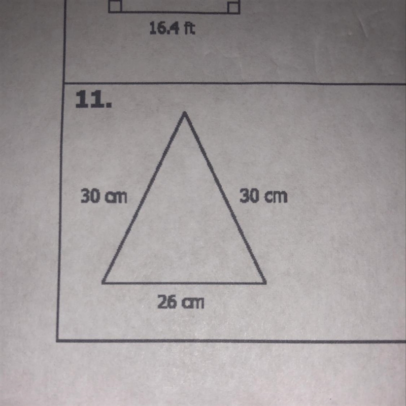 What is the area of 30 cm 30 cm 26 cm of a triangle-example-1