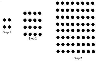 Which of the following fits with the recursive rule for the dots above? Group of answer-example-1