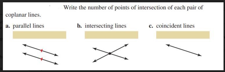 Write the number of points of intersection of each pair of coplanar lines.-example-1