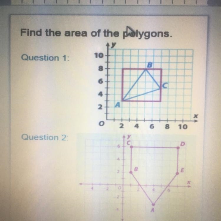 Find the area of the polygons.-example-1