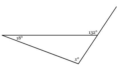 A side of the triangle below has been extended to form an exterior angle of 132°. Find-example-1