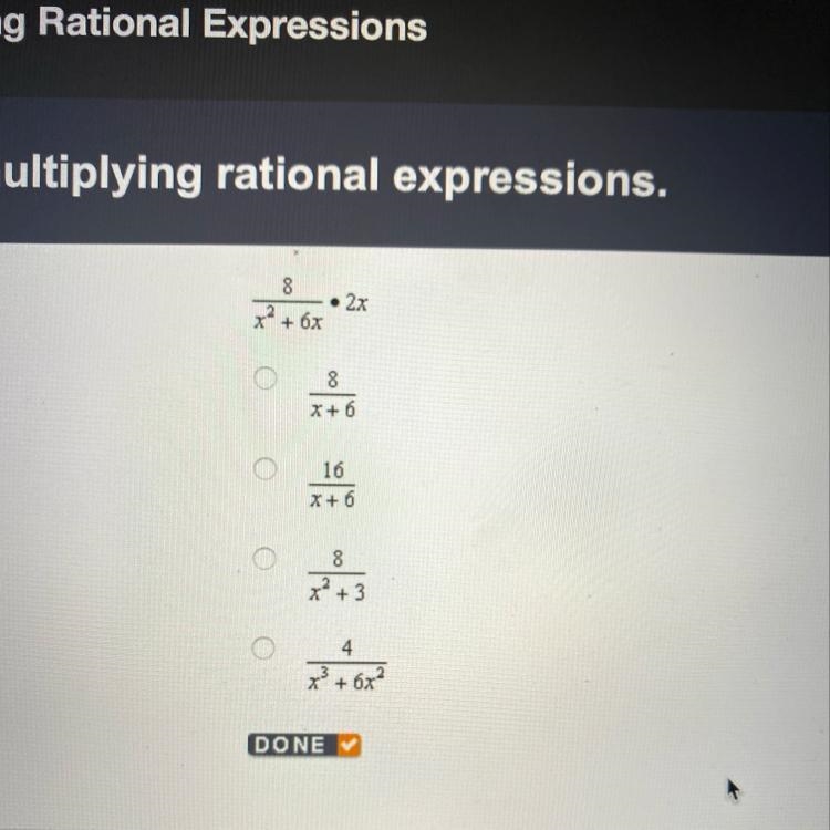 Find the simplified product. 8 / x^2 + 6x • 2x-example-1