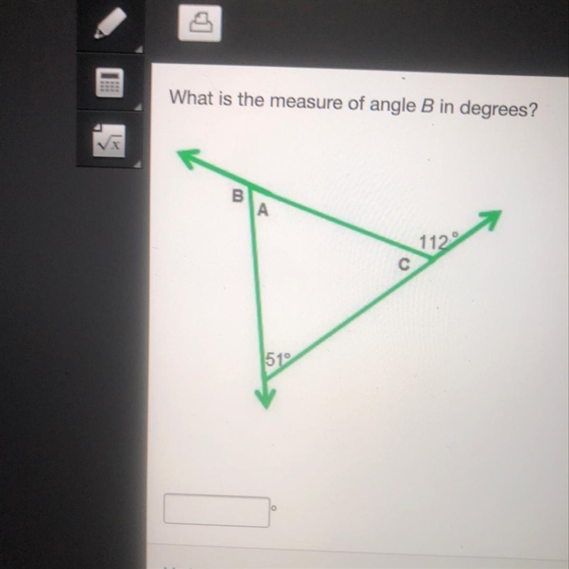 TIME LIMIT What is the measure of angle B in degrees?￼-example-1