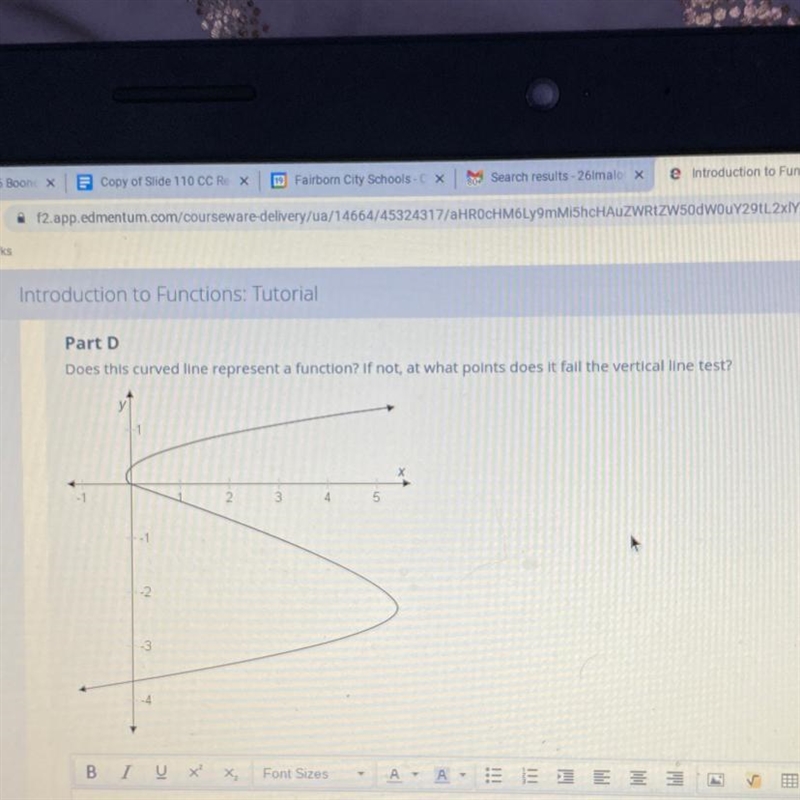 part d does this curved line represent a function? if not, at what points does it-example-1