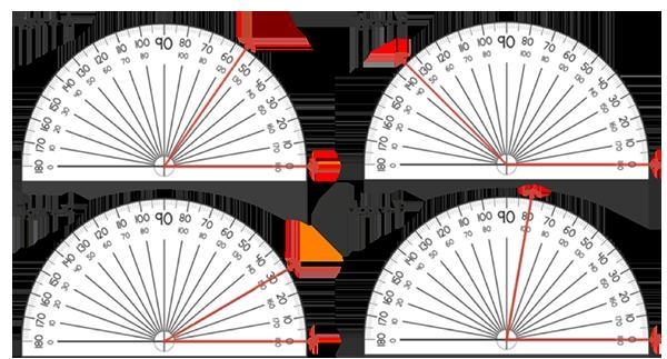 Select the protractor measuring an angle that is 55°. A. Figure A B. Figure B C. Figure-example-1