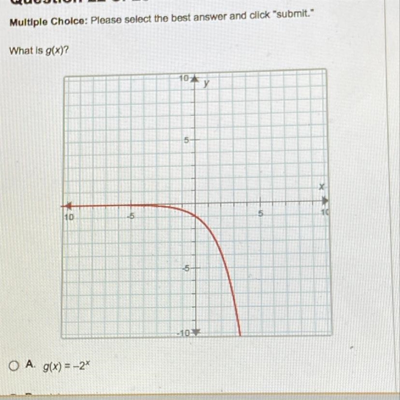 What is g(x)? A. g(x) = -2 B. g(x) = -x C. g(x) = -|x| D. g(x) = -x^2-example-1