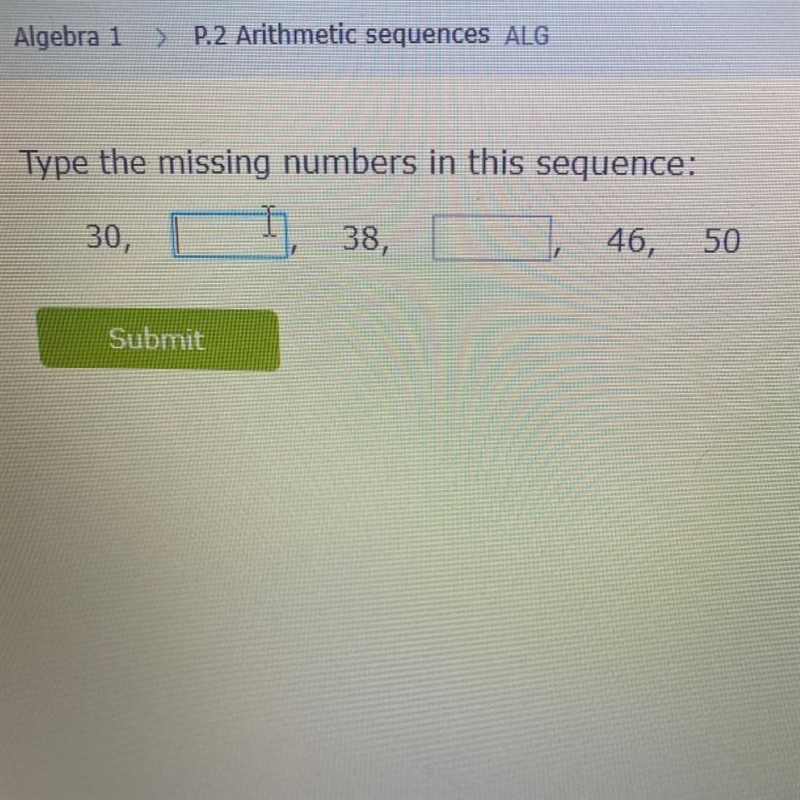 Type the missing numbers in this sequence-example-1