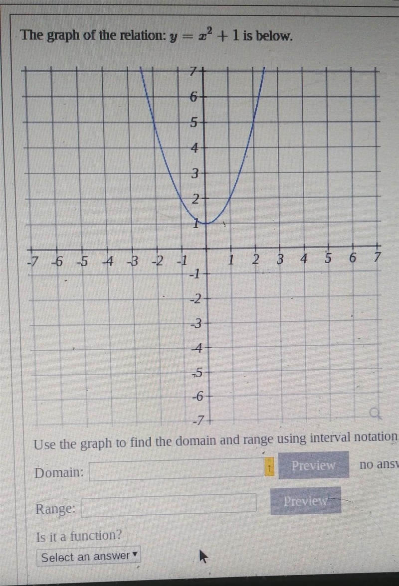 help. how do u show the domain range for this using interval notation. im pretty sure-example-1