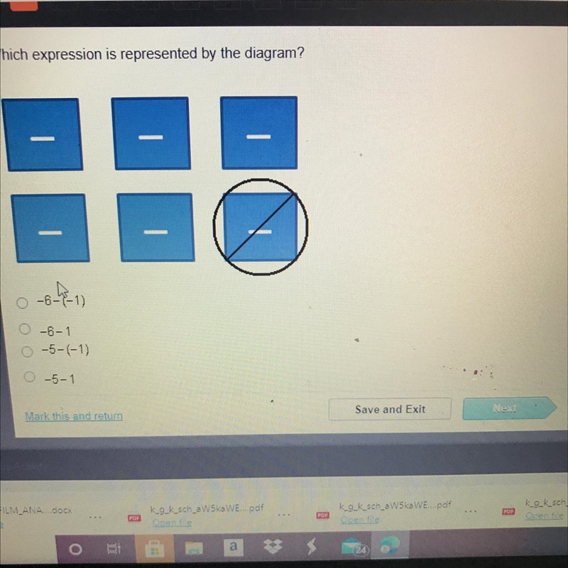 Which expression is represented by the diagram? -- -- | 0-6-6-1) -8-502 -6-1 0-5-(-1) -5-1-example-1