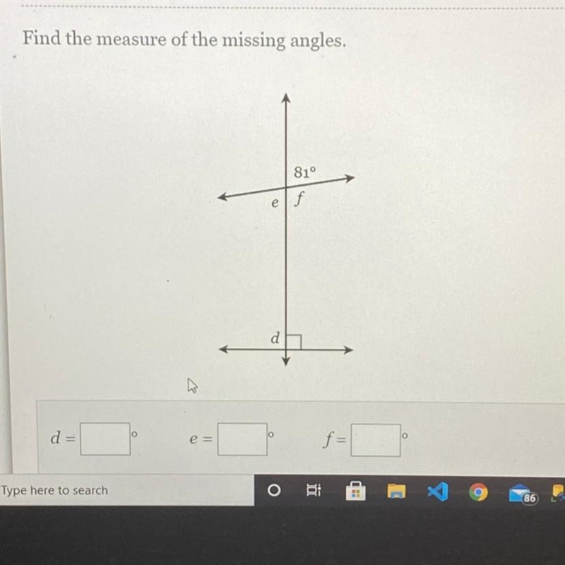 Find the measure of the missing angles.-example-1