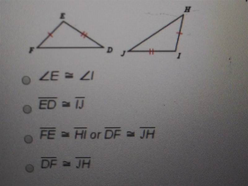 state what additional information is required in order to know that the triangles-example-1