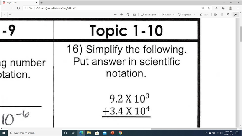 Answer number 16 about scientific notation please:)-example-1