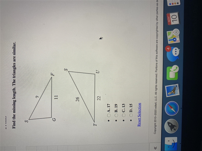 Find the missing length the triangles are similar-example-1